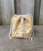 Mustard Dashes Print Divided Sock Size Knitting Bag