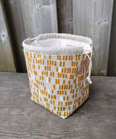 Mustard Dashes Print Divided Sock Size Knitting Bag
