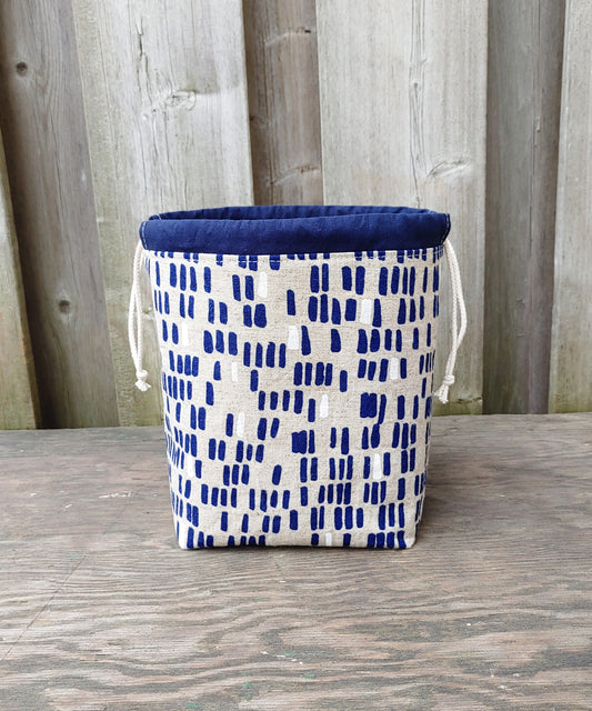 Blue Dashes Print Divided Sock Size Knitting Bag