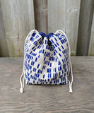 Blue Dashes Print Divided Sock Size Knitting Bag