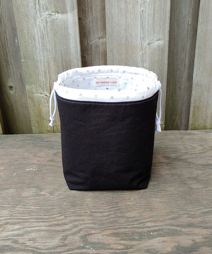 Black Emoji Print Divided Sock Size Knitting Bag