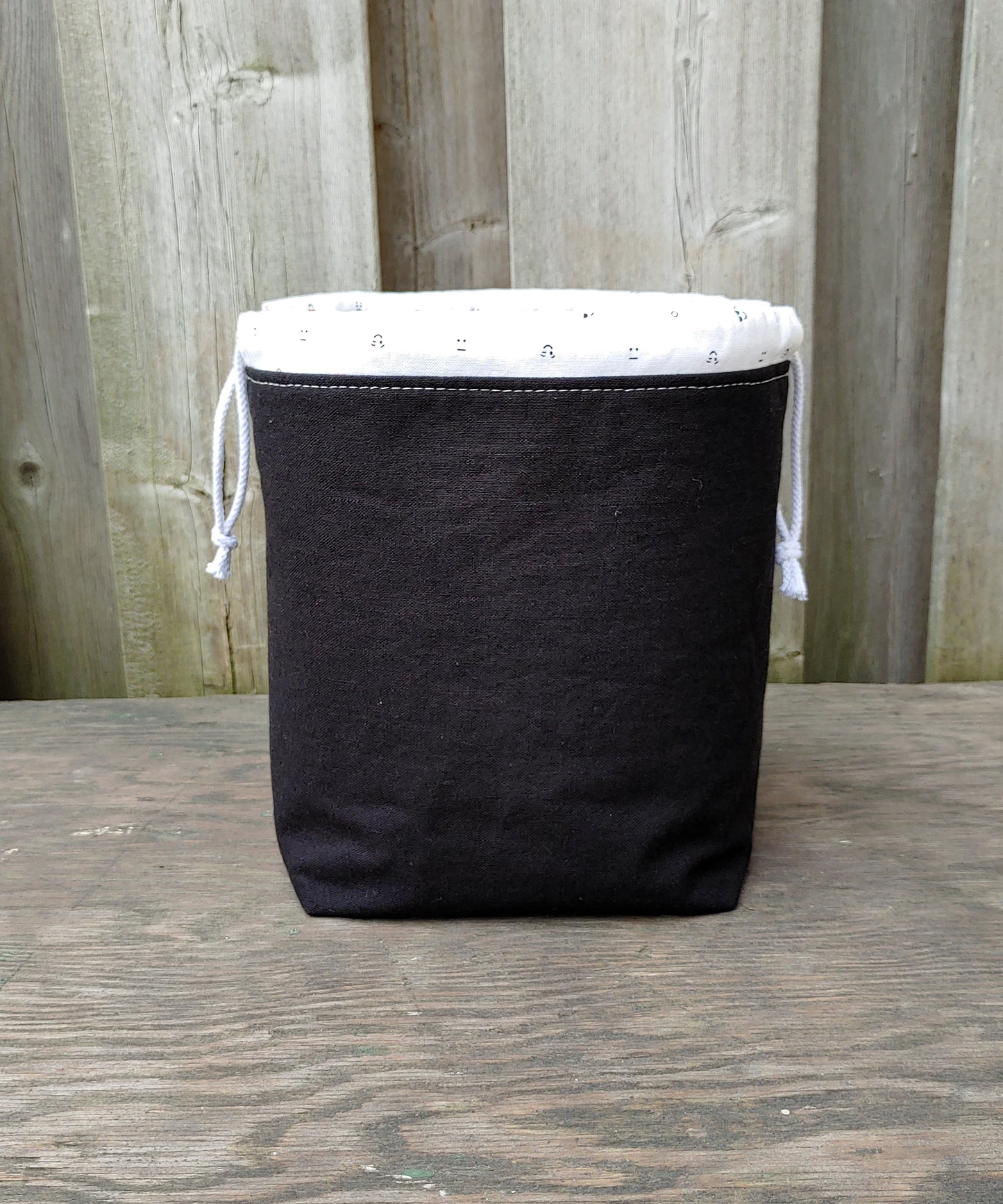 Black Emoji Print Divided Sock Size Knitting Bag