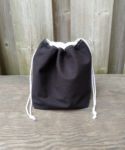 Black Emoji Print Divided Sock Size Knitting Bag