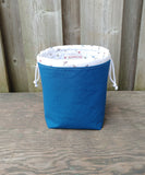 Blue with Birds Print Divided Sock Size Knitting Bag