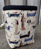 Long Dogs Print Divided Sock Size Knitting Bag
