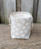 Little White Flowers Print Divided Sock Size Knitting Bag