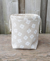 Little White Flowers Print Divided Sock Size Knitting Bag