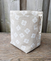 Little White Flowers Print Divided Sock Size Knitting Bag