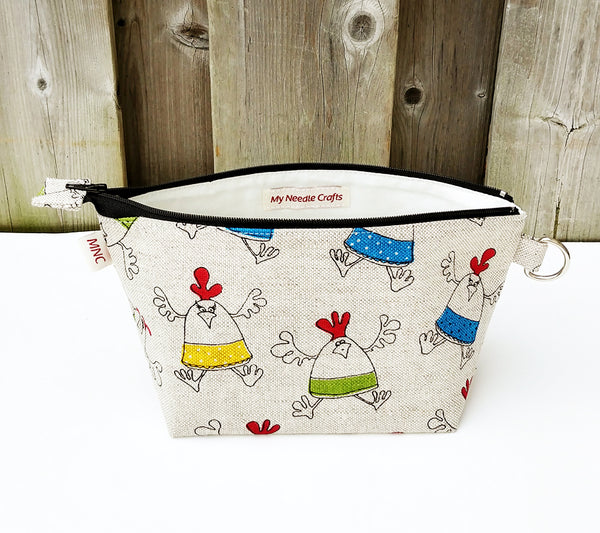 Chicken Print Zippered Pouch for Knitting Notions