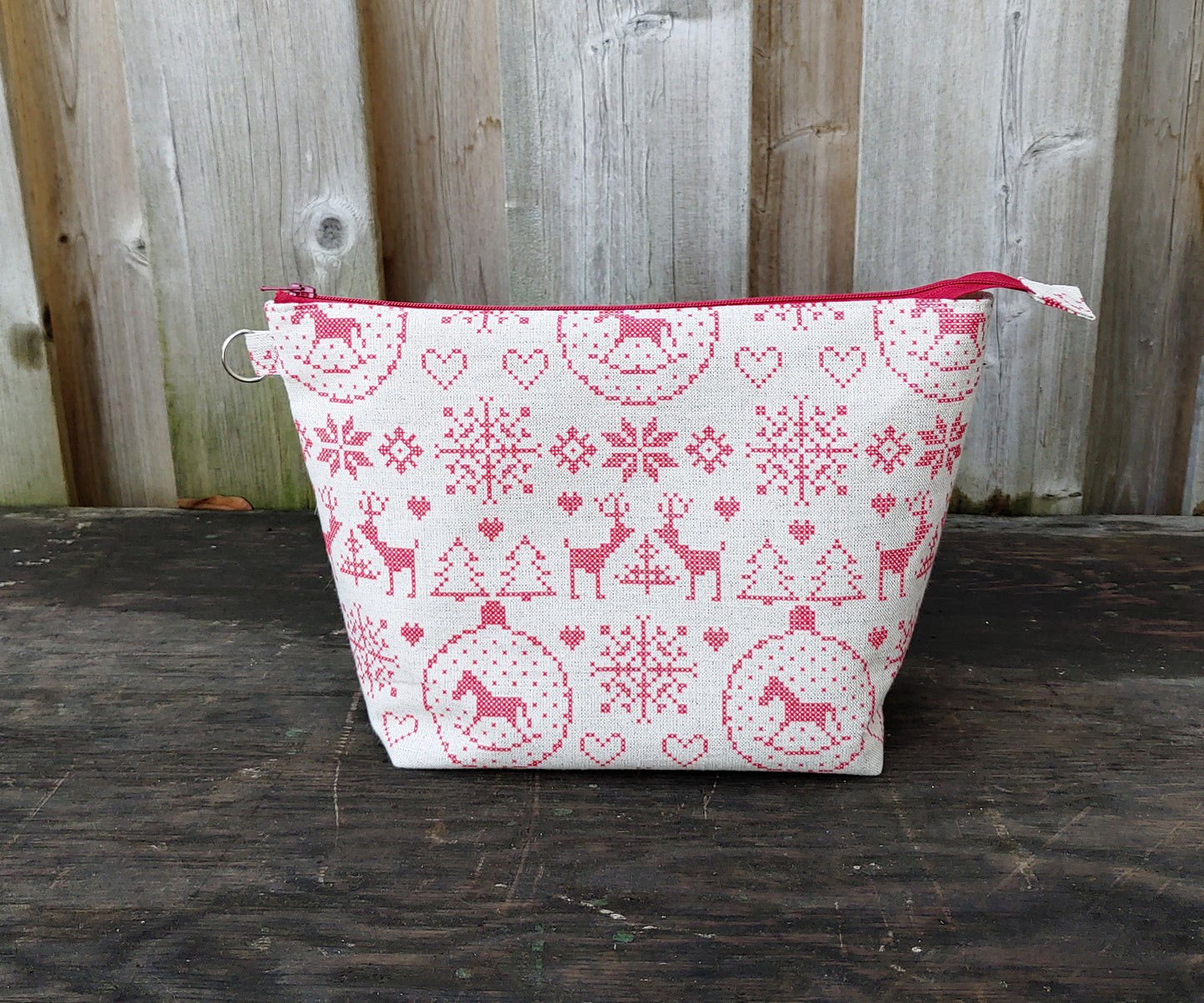 Christmas Xstitch Print Sock Size Wedge Bag