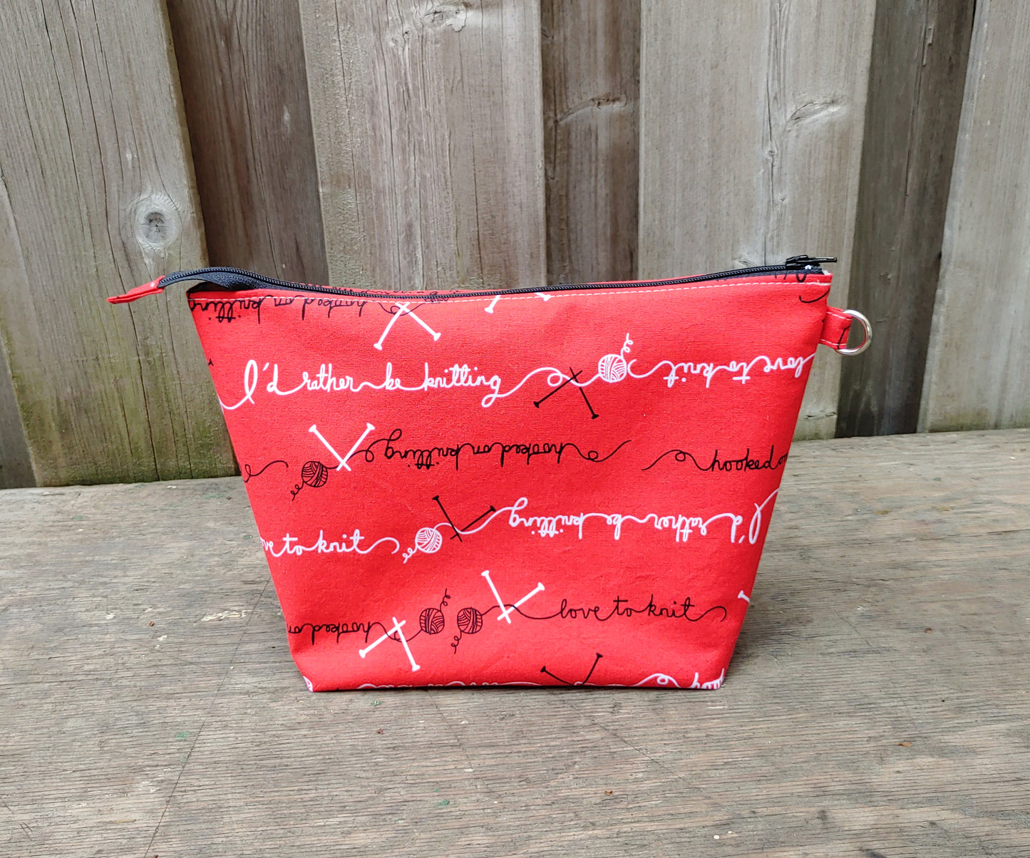 Hooked on Knitting Print Sock Size Wedge Bag