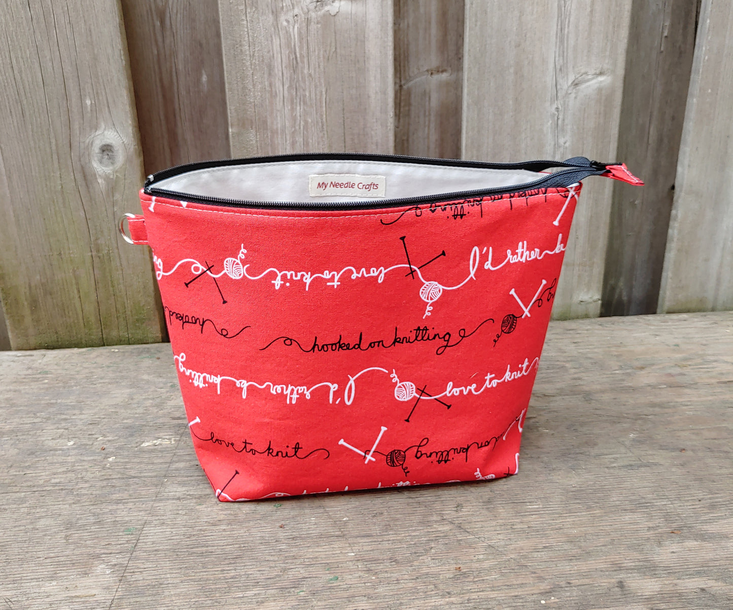 Hooked on Knitting Print Sock Size Wedge Bag