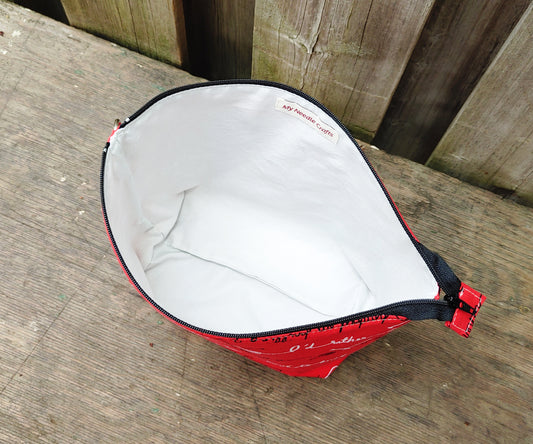 Hooked on Knitting Print Sock Size Wedge Bag