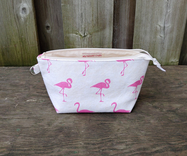 Flamingo Print Zippered Pouch for Knitting Notions