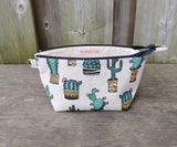Flowering Cactus Print Zippered Pouch for Knitting Notions