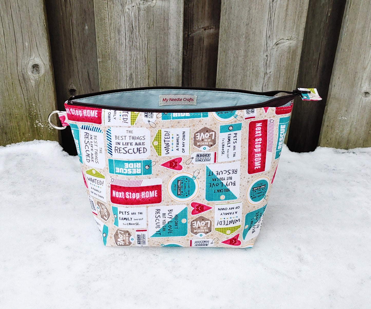 Rescue Pet Print Sock Size Wedge Knitting Bag