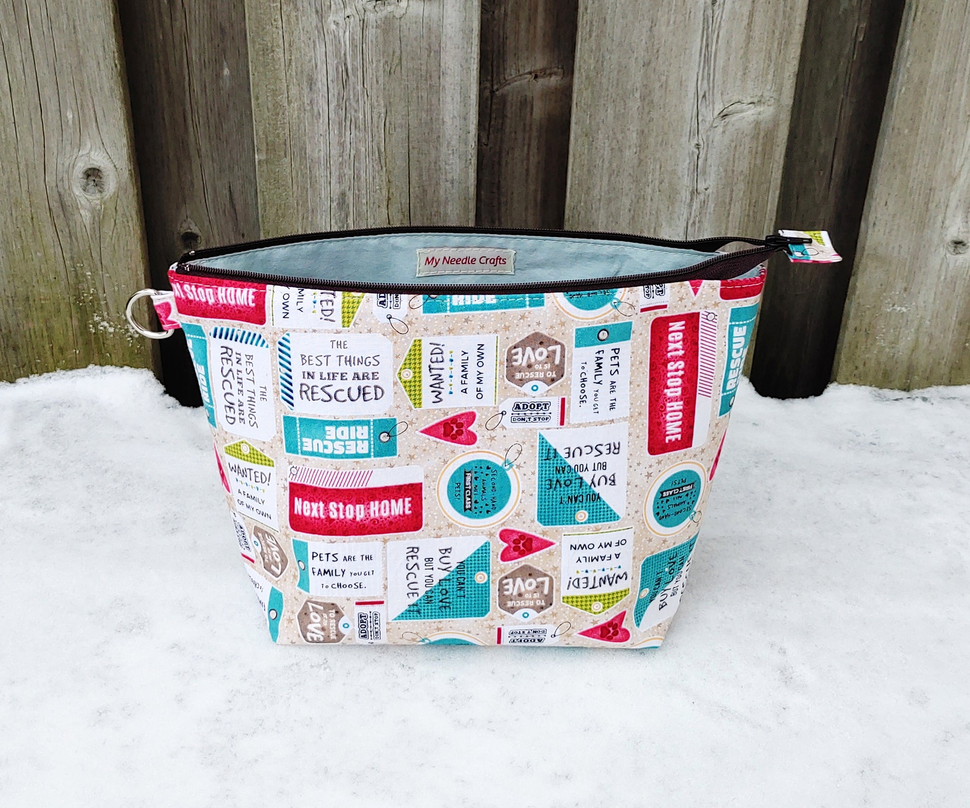 Rescue Pet Print Sock Size Wedge Knitting Bag