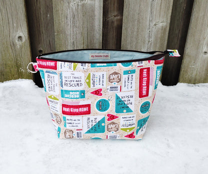 Rescue Pet Print Sock Size Wedge Knitting Bag