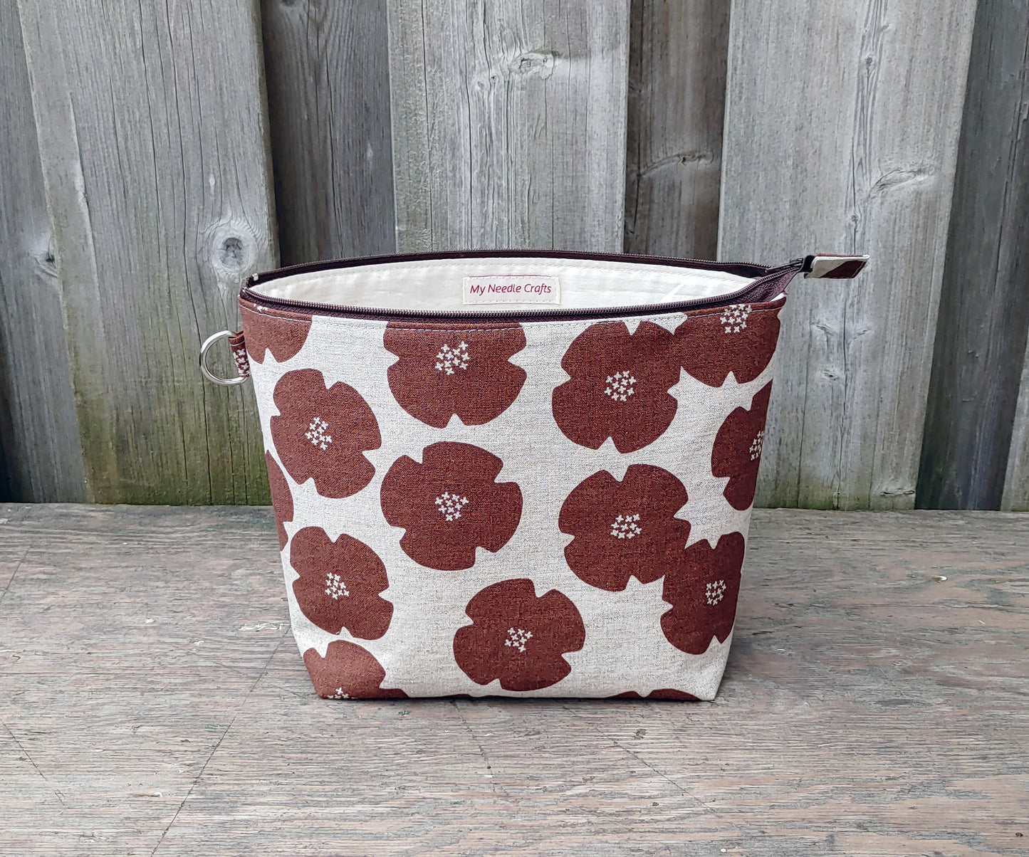 Rust Flowers Print Sock Size Wedge Bag