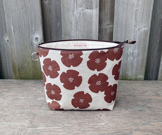 Rust Flowers Print Sock Size Wedge Bag