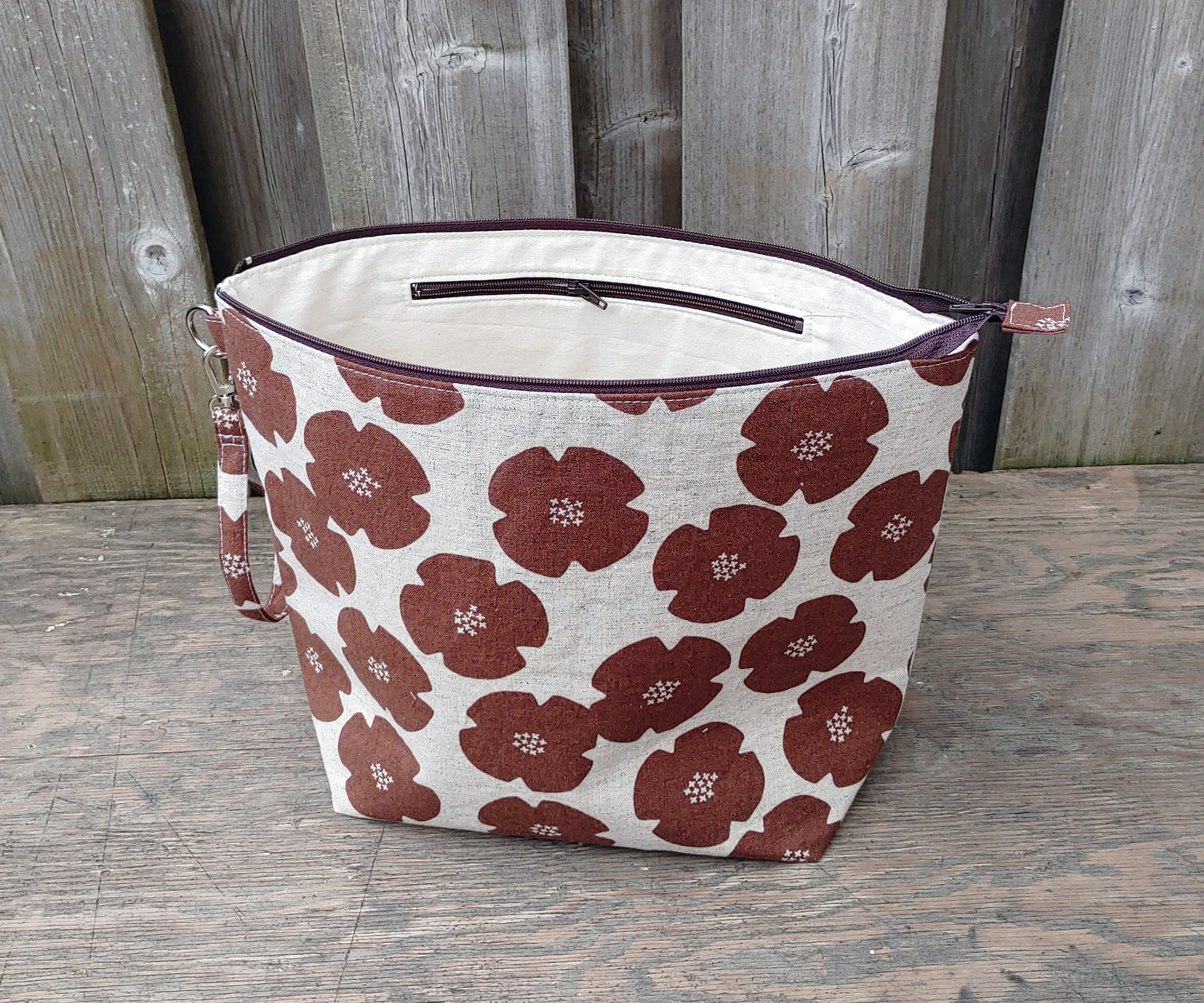 Rust Flowers print Shawl Size Wedge Bag