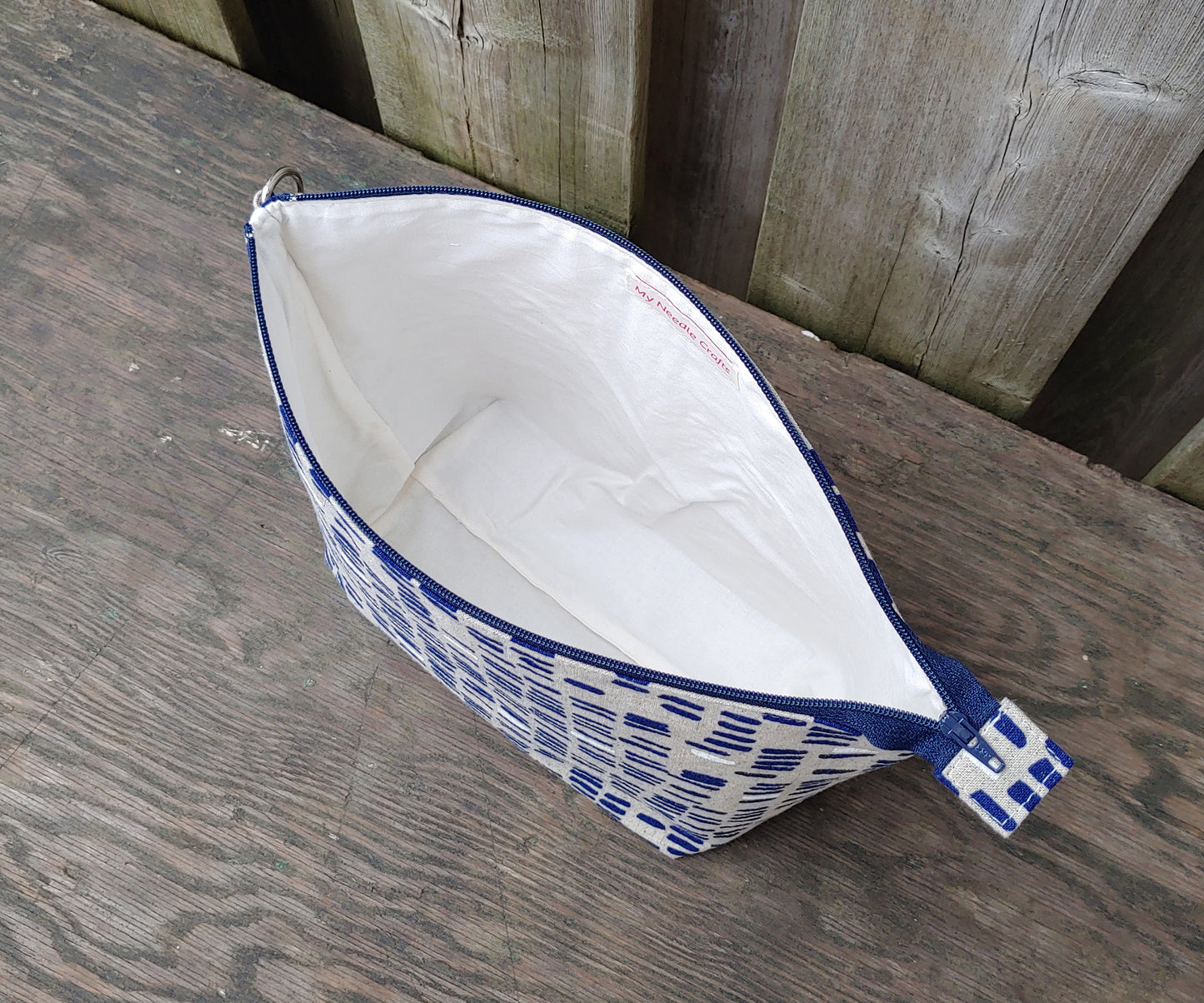 Blue Dash Print Sock Size Wedge Bag