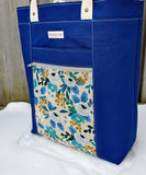Firefly Tote in Blue with Floral