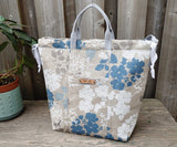 Maxine Tote in Blue / White Floral Linen
