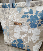 Maxine Tote in Blue / White Floral Linen/Cotton